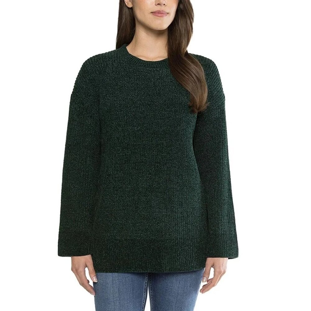 Matty M Women's XL The Chenille Crew Neck Sweater Hunter Green Polyester L1272